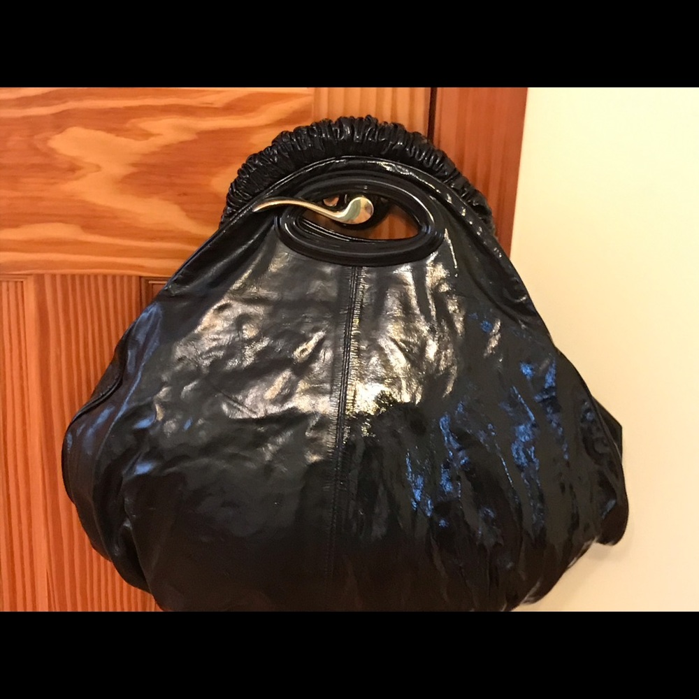 Marni Black Patent Leather Shoulder Big Bag.